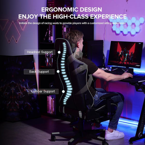 Bluetooth Gaming Chair With Footrest For Home Office