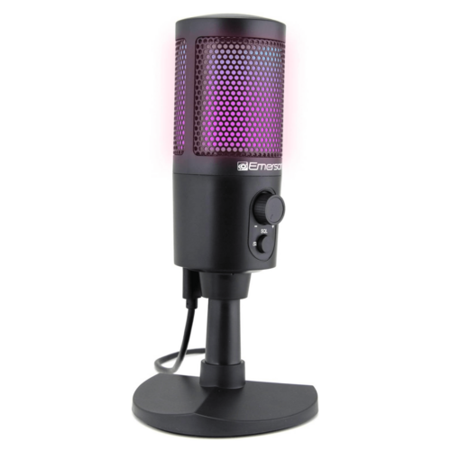 Emerson USB Gaming And Streaming Microphone With RGB Lighting For Studio Quality Voice