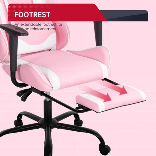 Pink PC Gaming Chair With Lumbar Support For Home Office