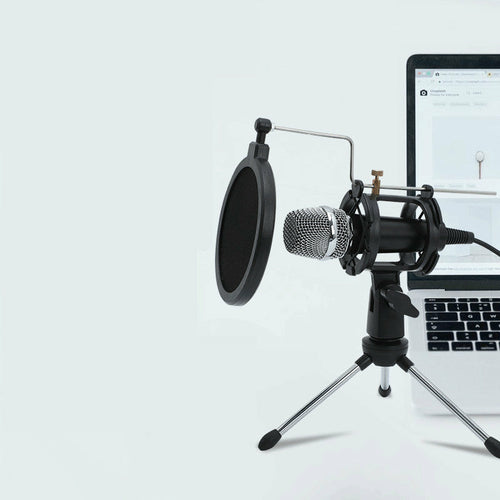 Micrófono USB Condensador Para Transmisión en Vivo Con Soporte Para PC Portátil Y Teléfonos Móviles