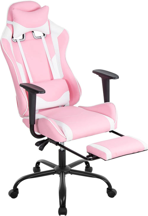 Pink PC Gaming Chair With Lumbar Support For Home Office