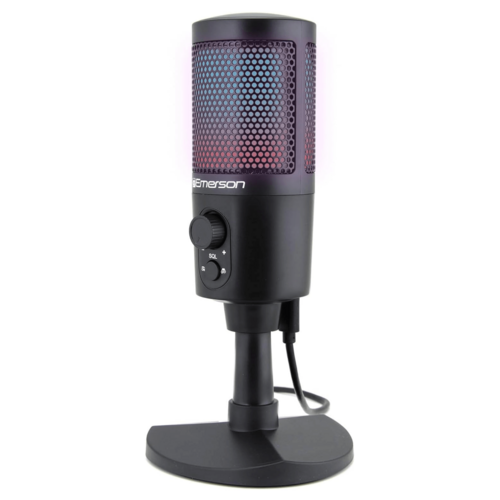 Emerson USB Gaming And Streaming Microphone With RGB Lighting For Studio Quality Voice