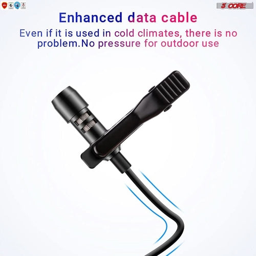 5Core Lavalier Microphone Clip On Professional Grade 3.5mm Lapel Mic