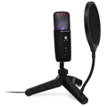 Micrófono de condensador USB Emerson para juegos y streaming con iluminación LED y tecnología de cancelación de ruido