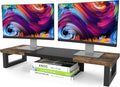 Dual Monitor Stand Riser Wood And Steel For Two Monitors