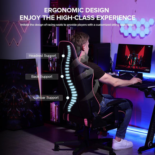 Ergonomic Gaming Chair With Bluetooth Speakers And Footrest