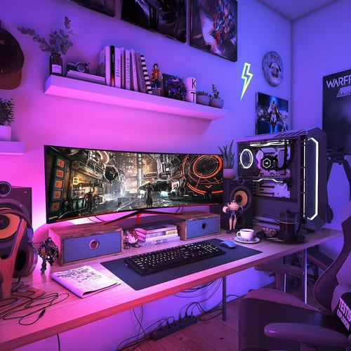 Soporte Elevador Ergonómico Doble Para Monitor Con Dos Cajones Para Una Cómoda Organización Del Espacio De Trabajo