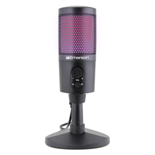Emerson USB Gaming And Streaming Microphone With RGB Lighting For Studio Quality Voice