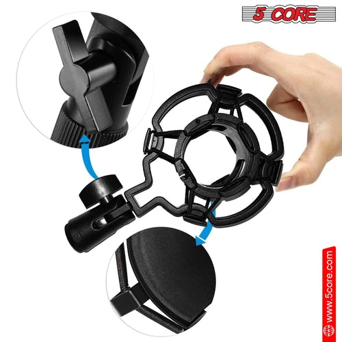 5Core Micrófono para Pódcast Todo en Uno Kit Profesional Condensador Diafragma Grande con Filtro Antipop, Soporte Antichoque, Trípode