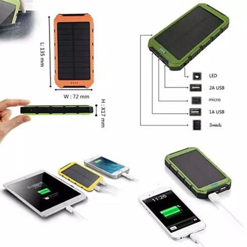 Batería Externa Solar Roaming 6000mAh Puertos USB Dobles Cargador Resistente al Agua para Teléfono y Tablet