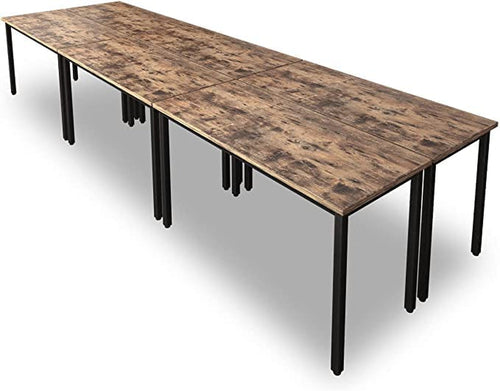 Mesa de conferencia rústica vintage marrón para 16 asientos con estructura de metal resistente de alto rendimiento