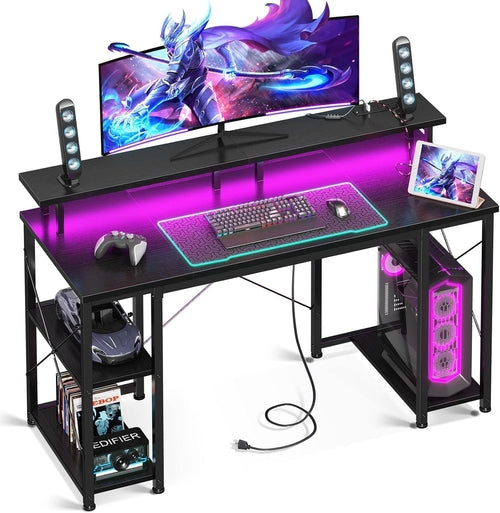 48 Inch LED Gaming Desk With Monitor Stand And USB Ports