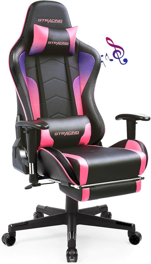 Ergonomic Gaming Chair With Bluetooth Speakers And Footrest