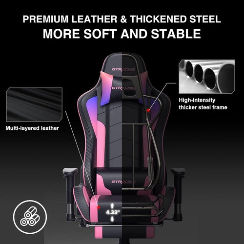 Ergonomic Gaming Chair With Bluetooth Speakers And Footrest
