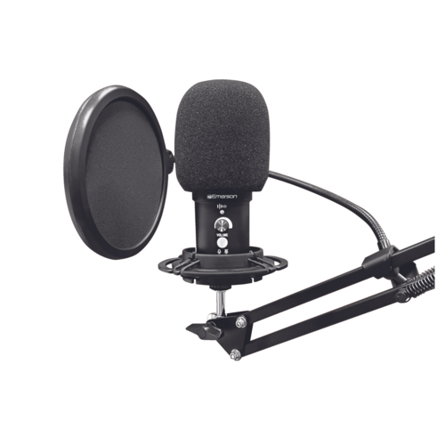 Micrófono USB Emerson para juegos para streaming y podcasting, micrófono USB de condensador con patrón cardioide